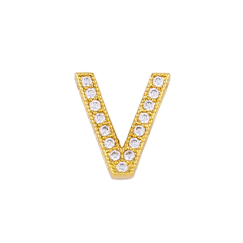 Wholesale 26 English Alphabets Gold-plated Necklaces with Diamonds